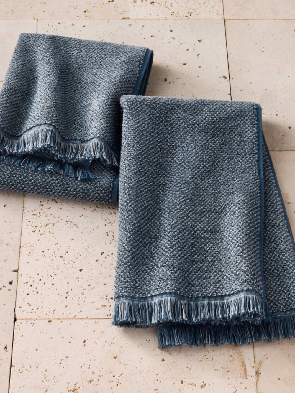 Casaluna Organic Texture Hand Towel Set of 2  in Dark Mineral Blue